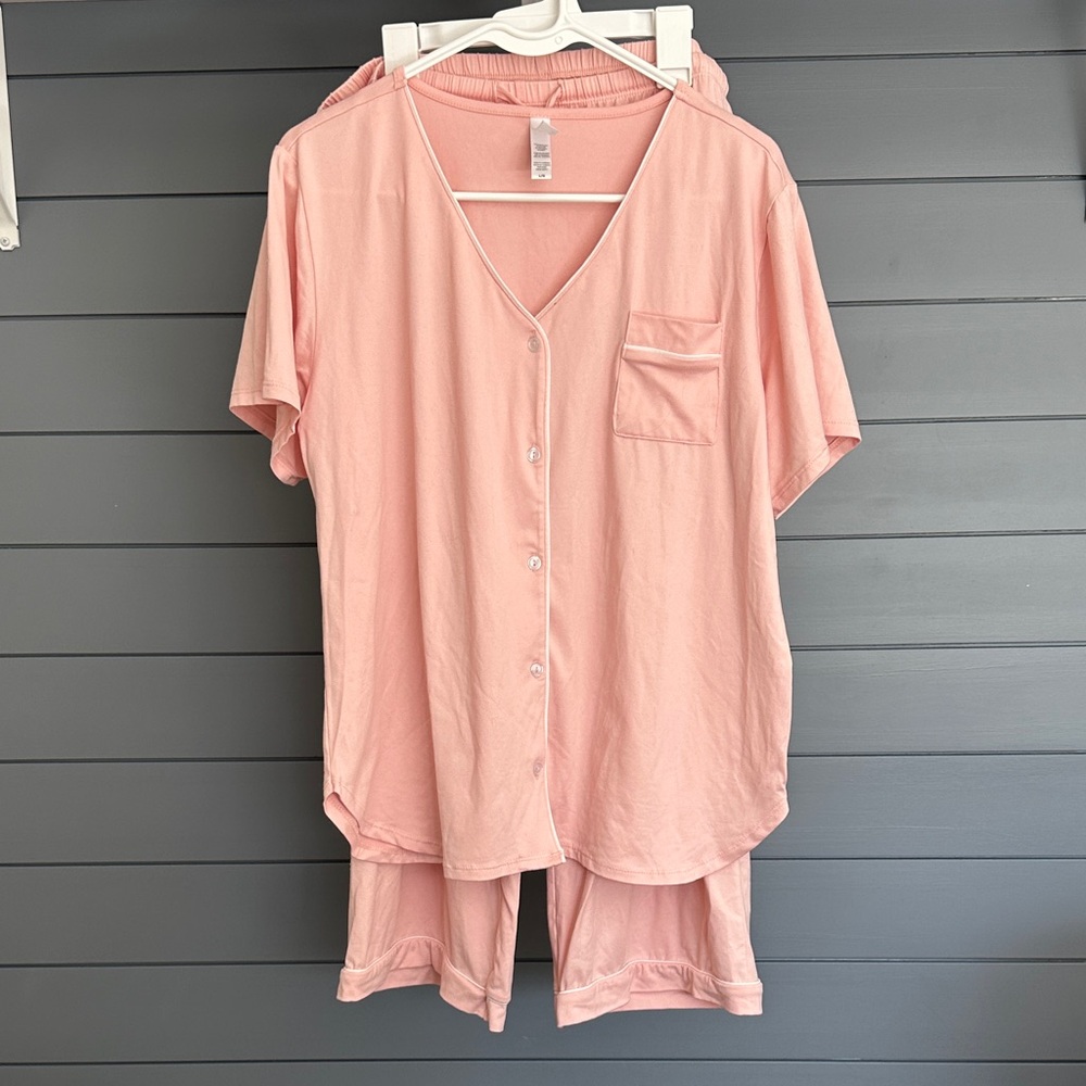 Soft Pink Women's Button-Up Pajama Set